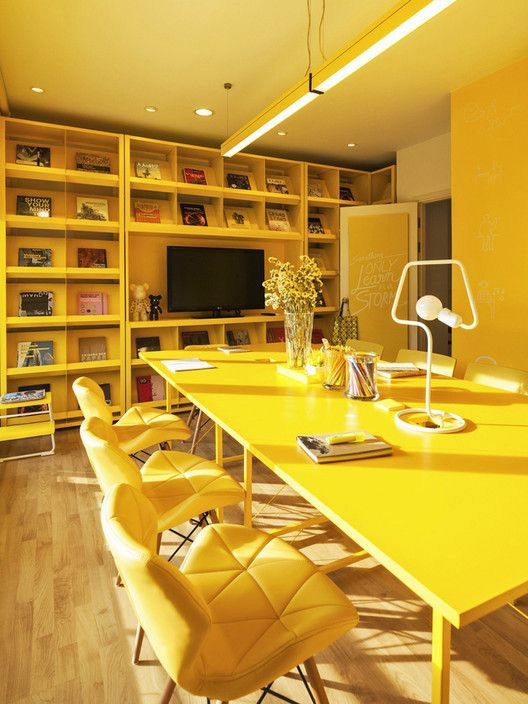 thiết kế nội thất văn phòng màu vàng