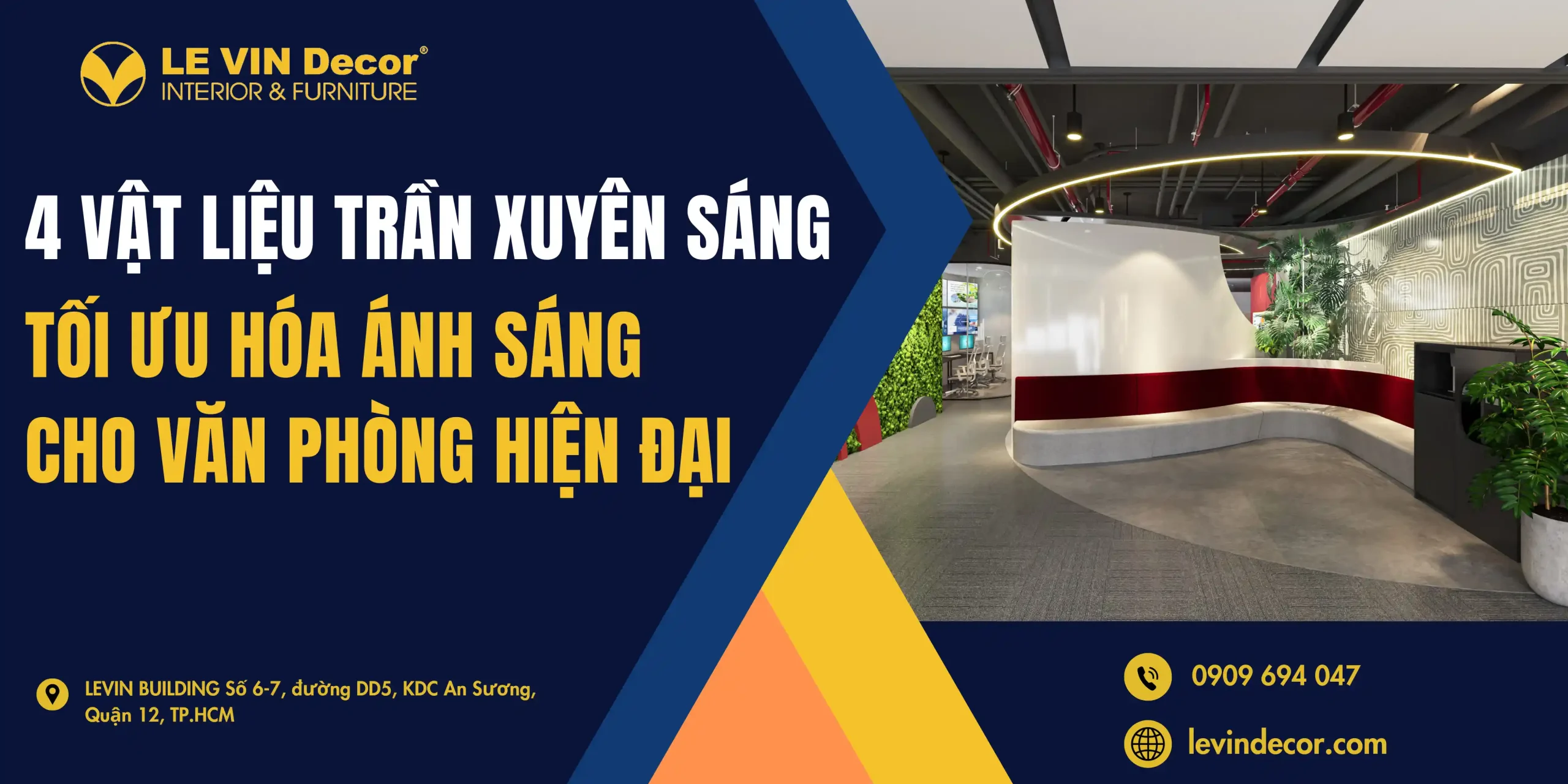 Thiết kế không gian nội thất văn phòng bằng trần xuyên sáng