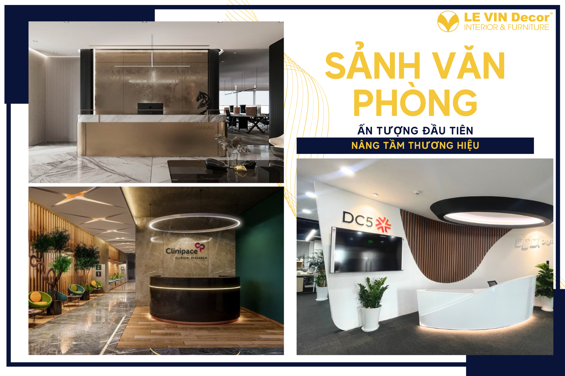 Sảnh lễ tân văn phòng hiện đại với thiết kế tối giản, ánh sáng tinh tế và nội thất sang trọng, tạo ấn tượng thương hiệu mạnh mẽ.