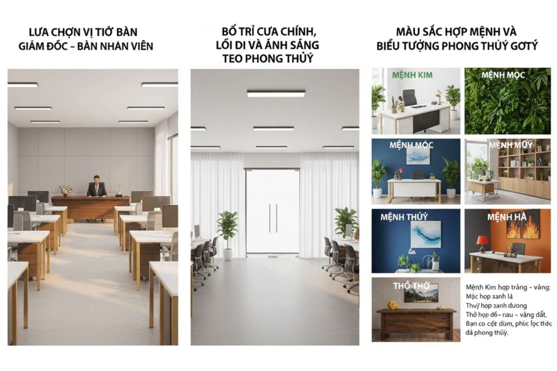 Kinh nghiệm đảm bảo phong thủy khi thiết kế văn phòng nhà ống