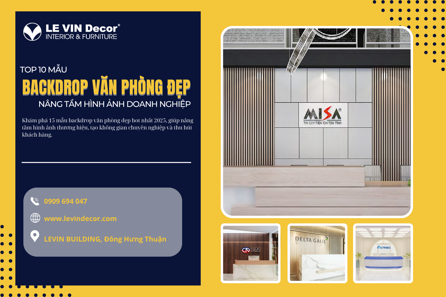 Top 10 mẫu backdrop đẹp cho văn phòng - Levin Decor