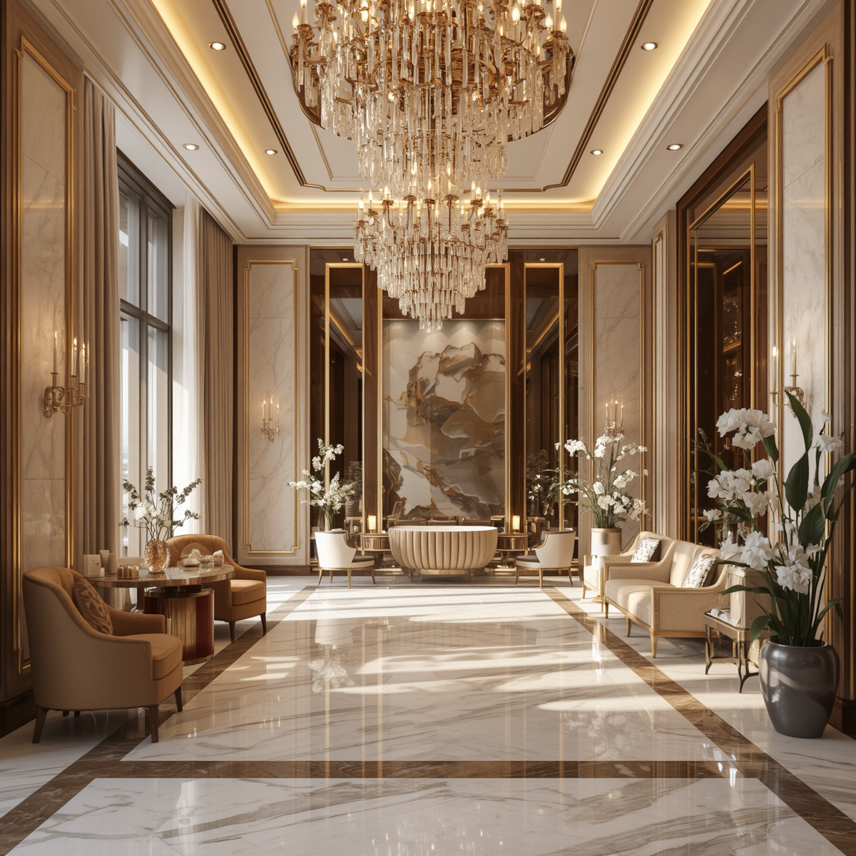 Khu vực lễ tân theo phong cách Luxury