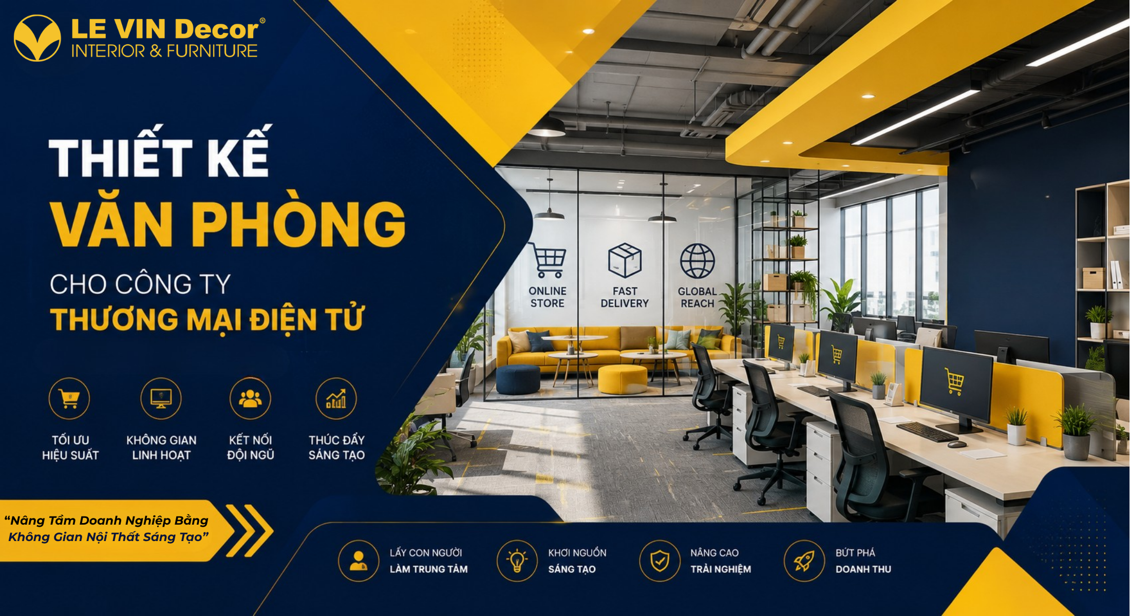 Thiết kế văn phòng cho công ty Thương mại điện tử